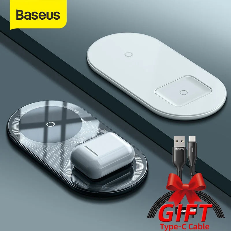 Wireless Charger for iPhone & AirPods, 15W Dual Pad