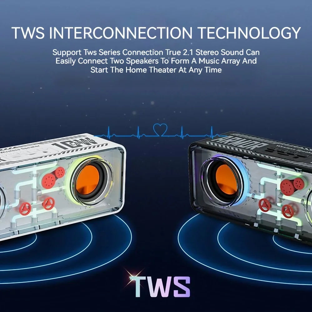 Portable Bluetooth Speaker with RGB Lights, Stereo Sound