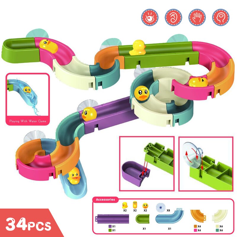 66-Piece Bath Track Toy for Screen-Free Water Play