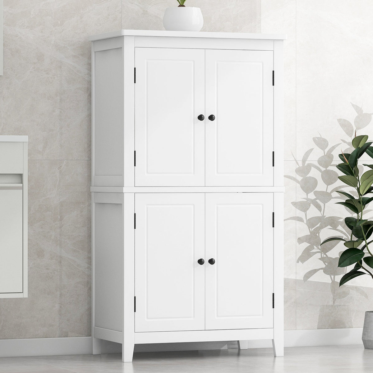 Bathroom Floor Storage Cabinet with Adjustable Shelves