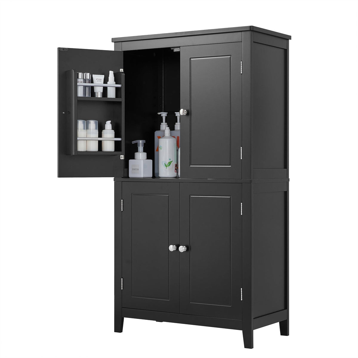 Bathroom Floor Storage Cabinet with Adjustable Shelves