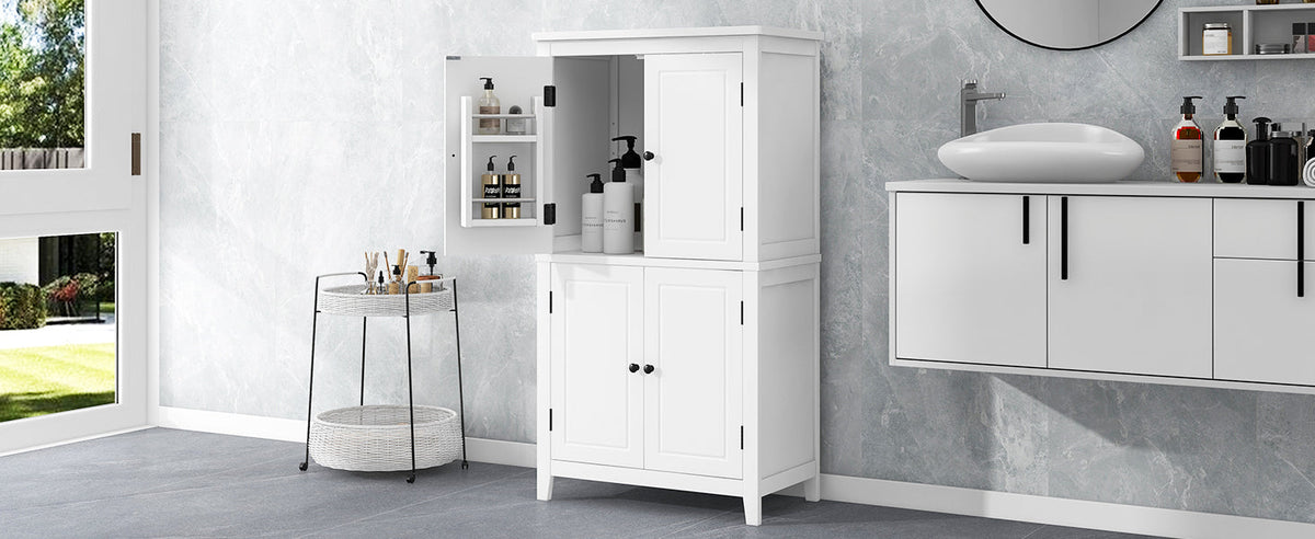 Bathroom Floor Storage Cabinet with Adjustable Shelves