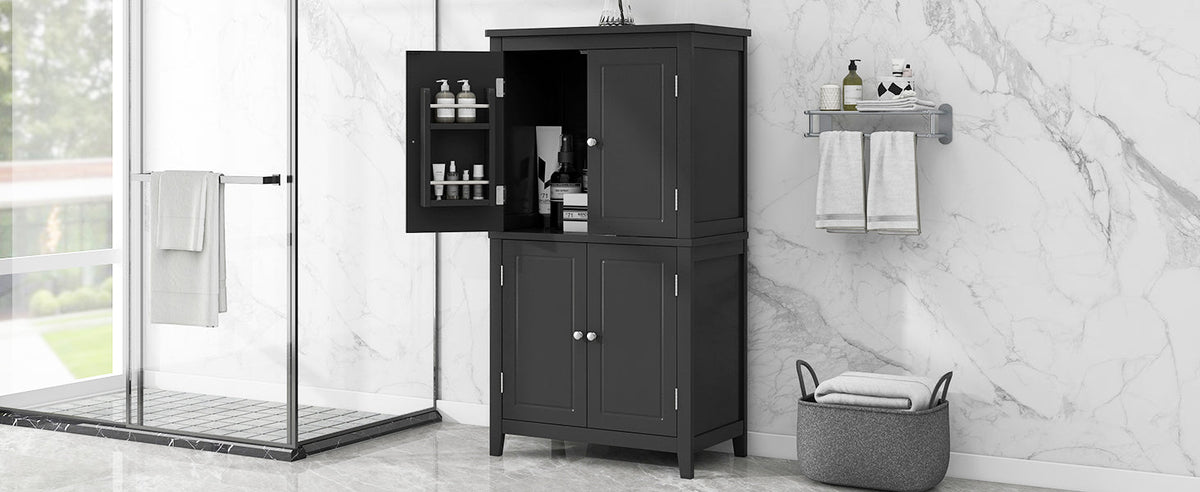 Bathroom Floor Storage Cabinet with Adjustable Shelves