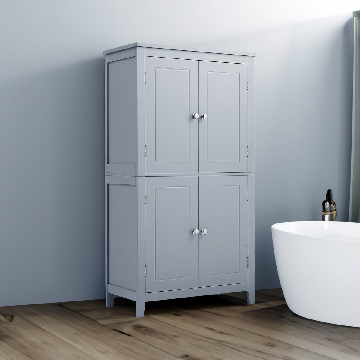 Bathroom Floor Storage Cabinet with Adjustable Shelves