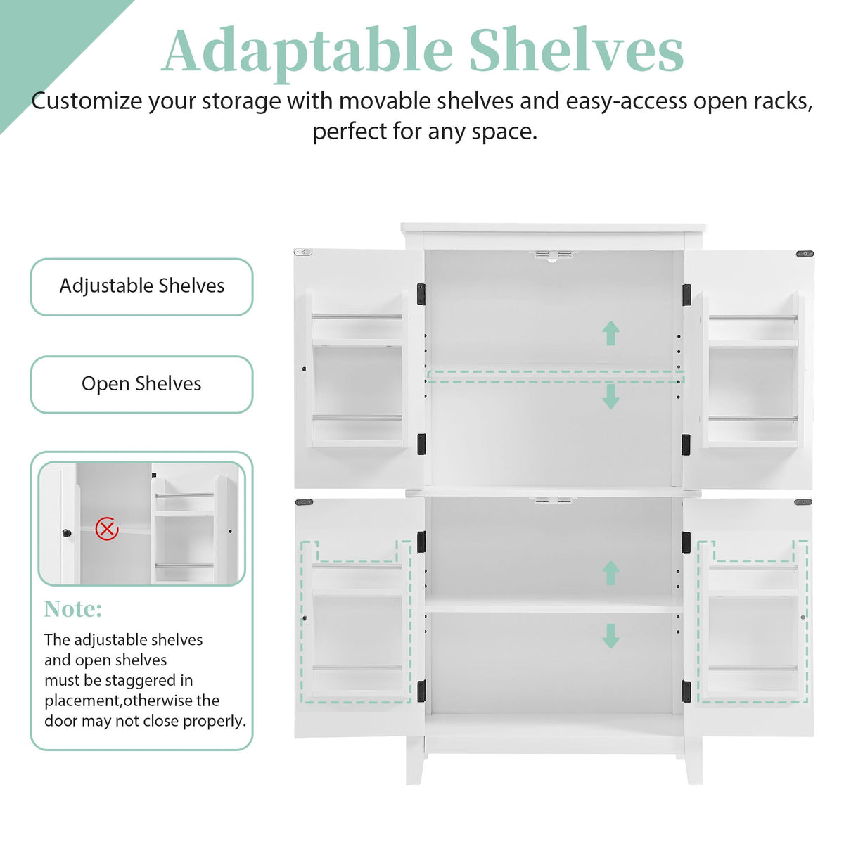 Bathroom Floor Storage Cabinet with Adjustable Shelves