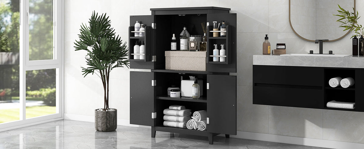 Bathroom Floor Storage Cabinet with Adjustable Shelves