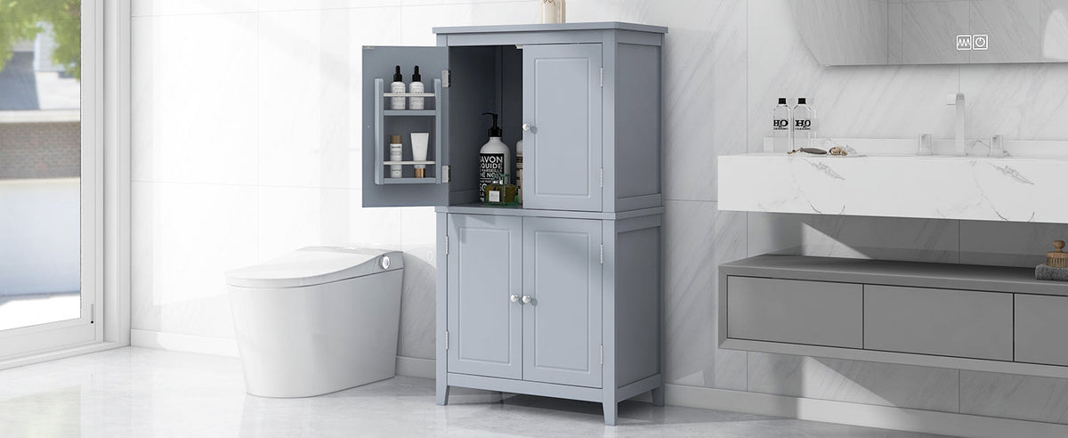 Bathroom Floor Storage Cabinet with Adjustable Shelves