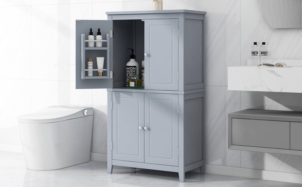 Bathroom Floor Storage Cabinet with Adjustable Shelves
