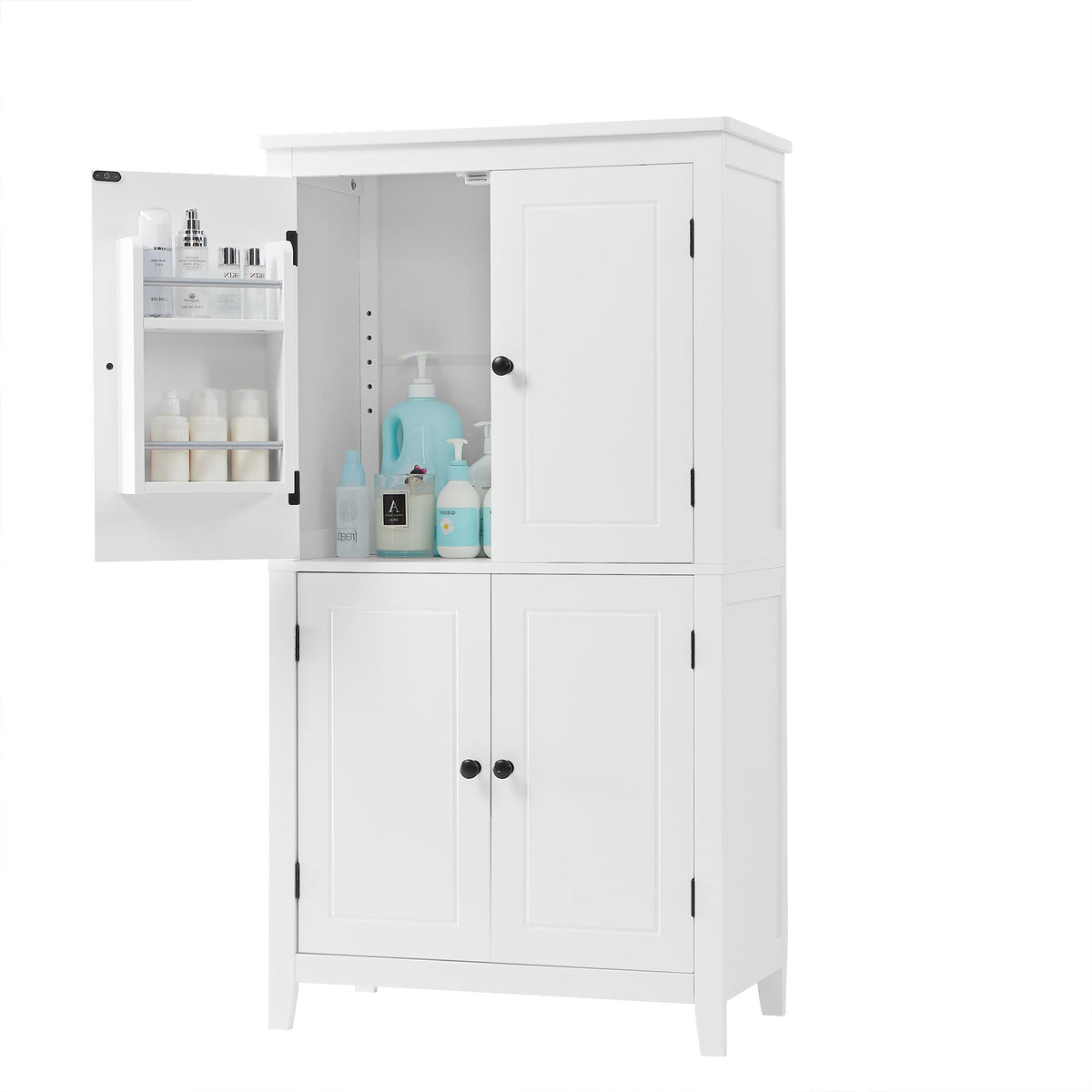 Bathroom Floor Storage Cabinet with Adjustable Shelves
