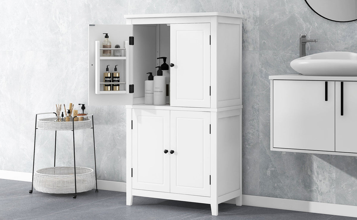 Bathroom Floor Storage Cabinet with Adjustable Shelves