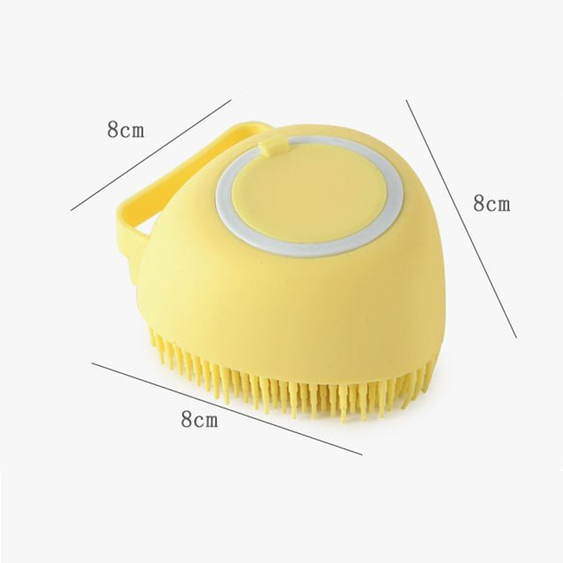 Silicone Pet Bath Brush With Built-In Shampoo Dispenser