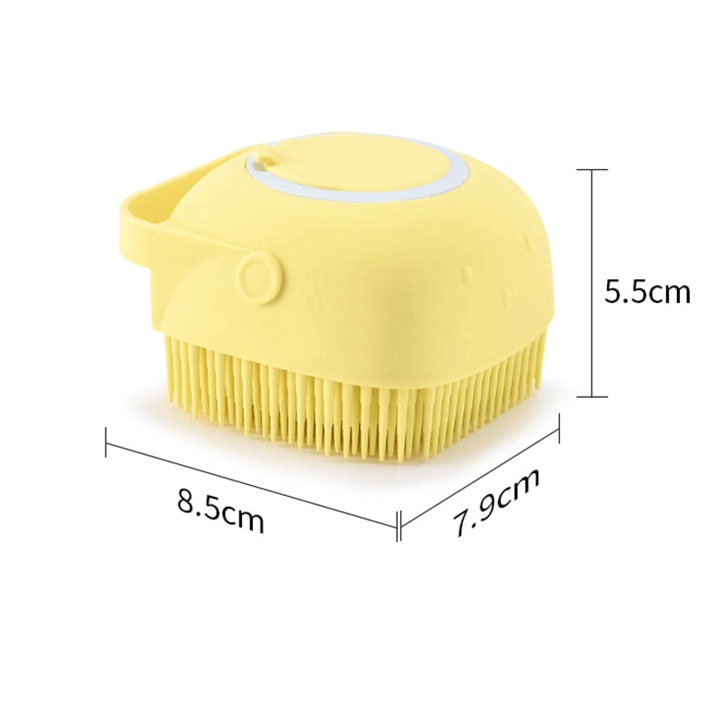 Silicone Pet Bath Brush With Built-In Shampoo Dispenser