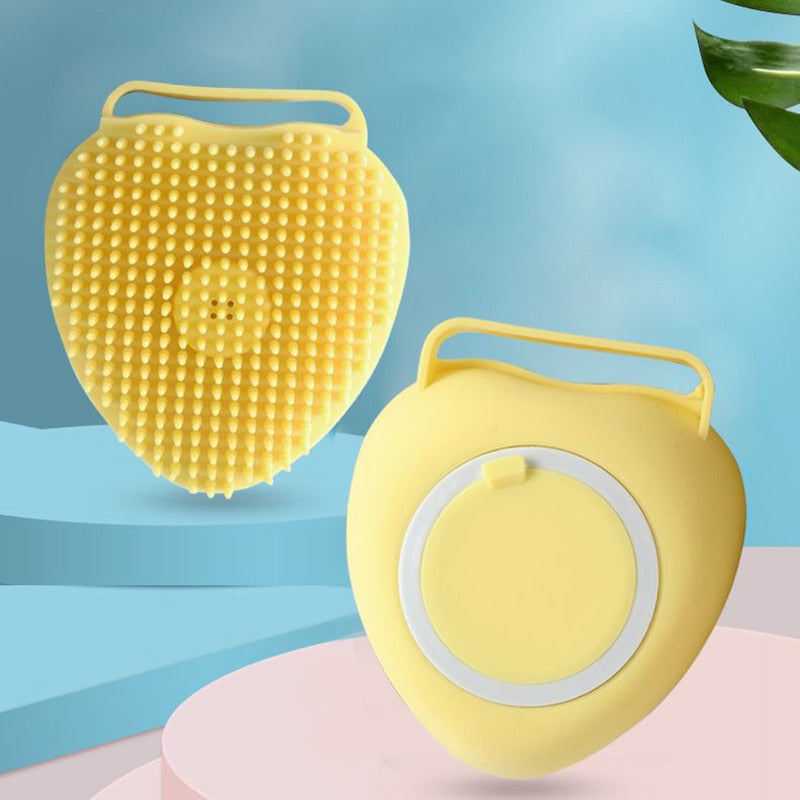 Silicone Pet Bath Brush With Built-In Shampoo Dispenser