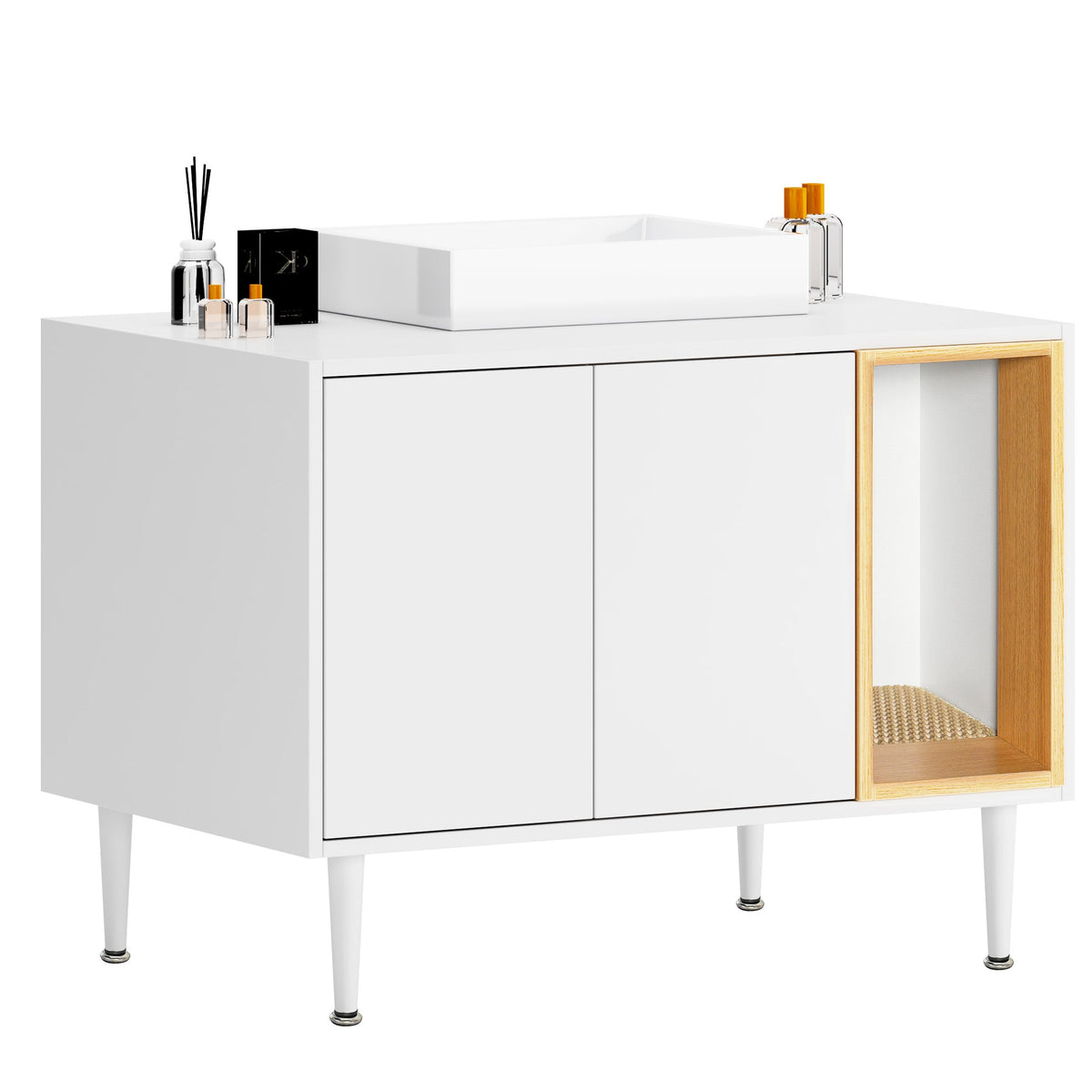 Bathroom Sink Cabinet With Hidden Pet Waste Storage