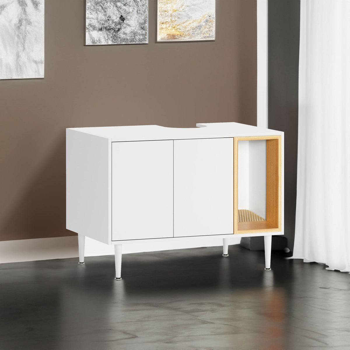 Bathroom Sink Cabinet With Hidden Pet Waste Storage