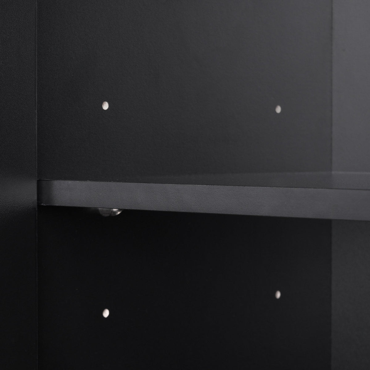 Black Bathroom Storage Cabinet, 4 Doors and Open Shelves