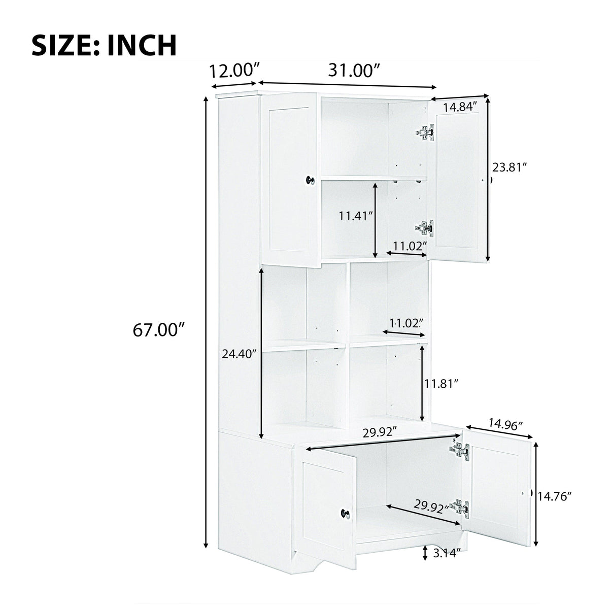 Tall Bathroom Storage Cabinet with Adjustable Shelf