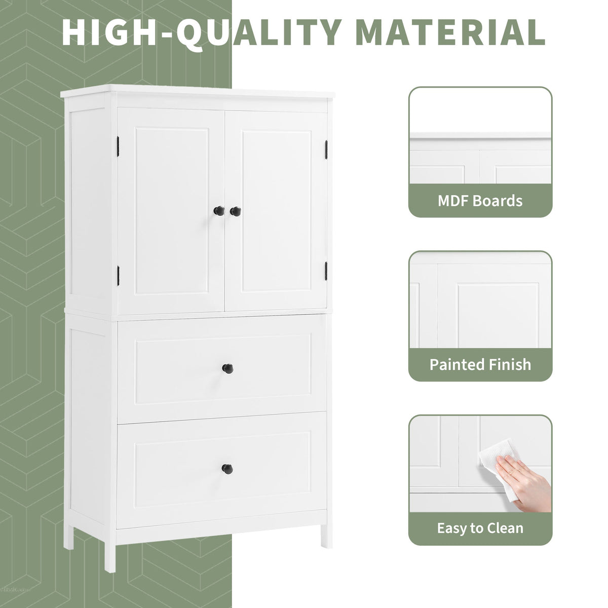 Bathroom Storage Cabinet with Doors, Drawers & Shelf