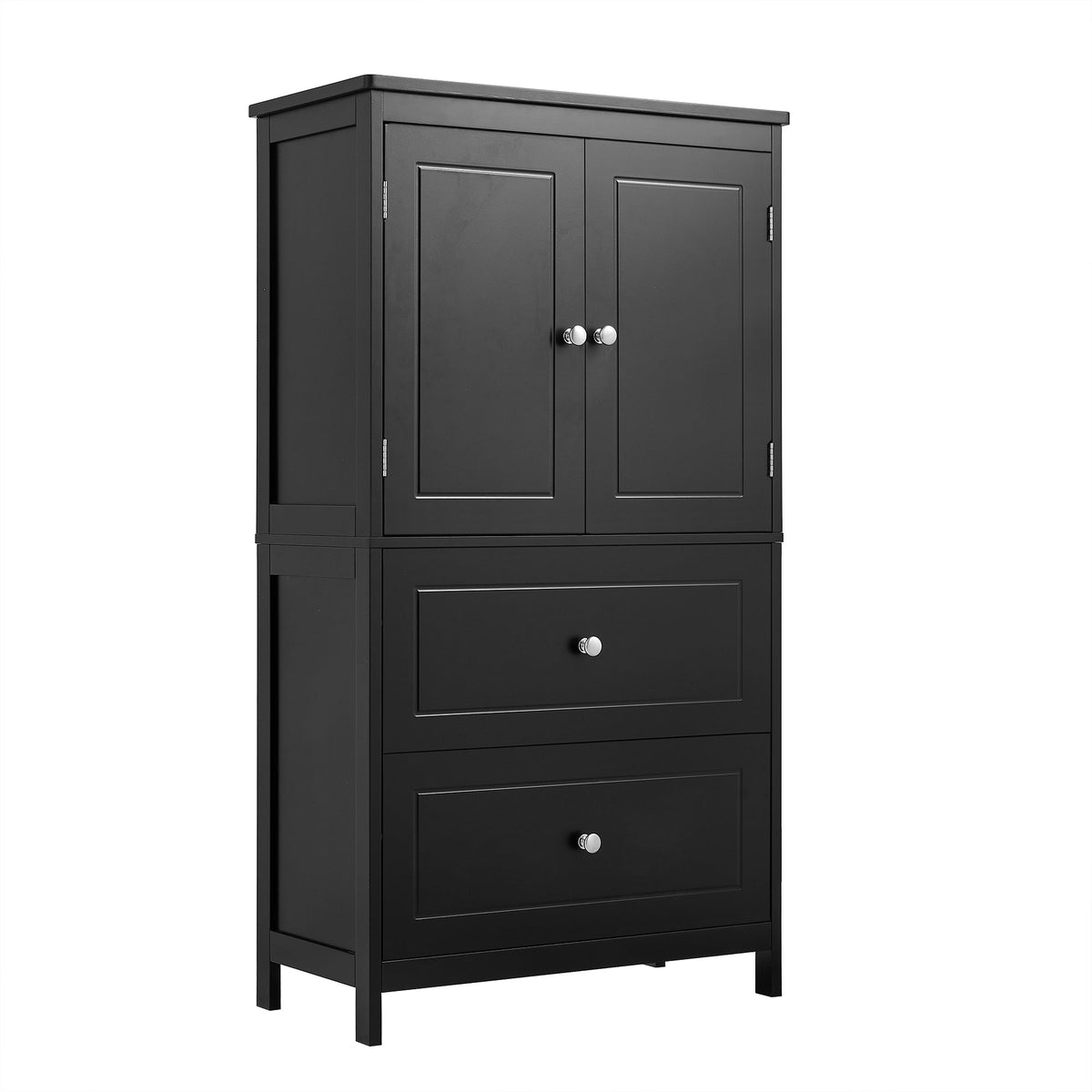 Black Bathroom Storage Cabinet with Doors & Drawers