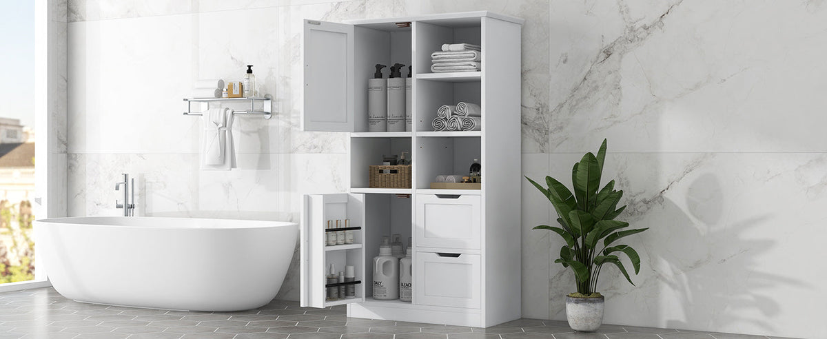 Bathroom Storage Cabinet with Doors, Drawers & Shelves