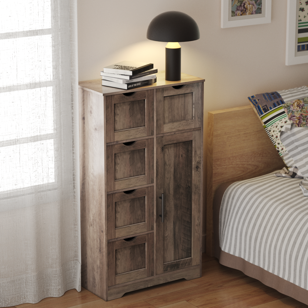 Bathroom Storage Cabinet with 5 Drawers and Closed Shelf