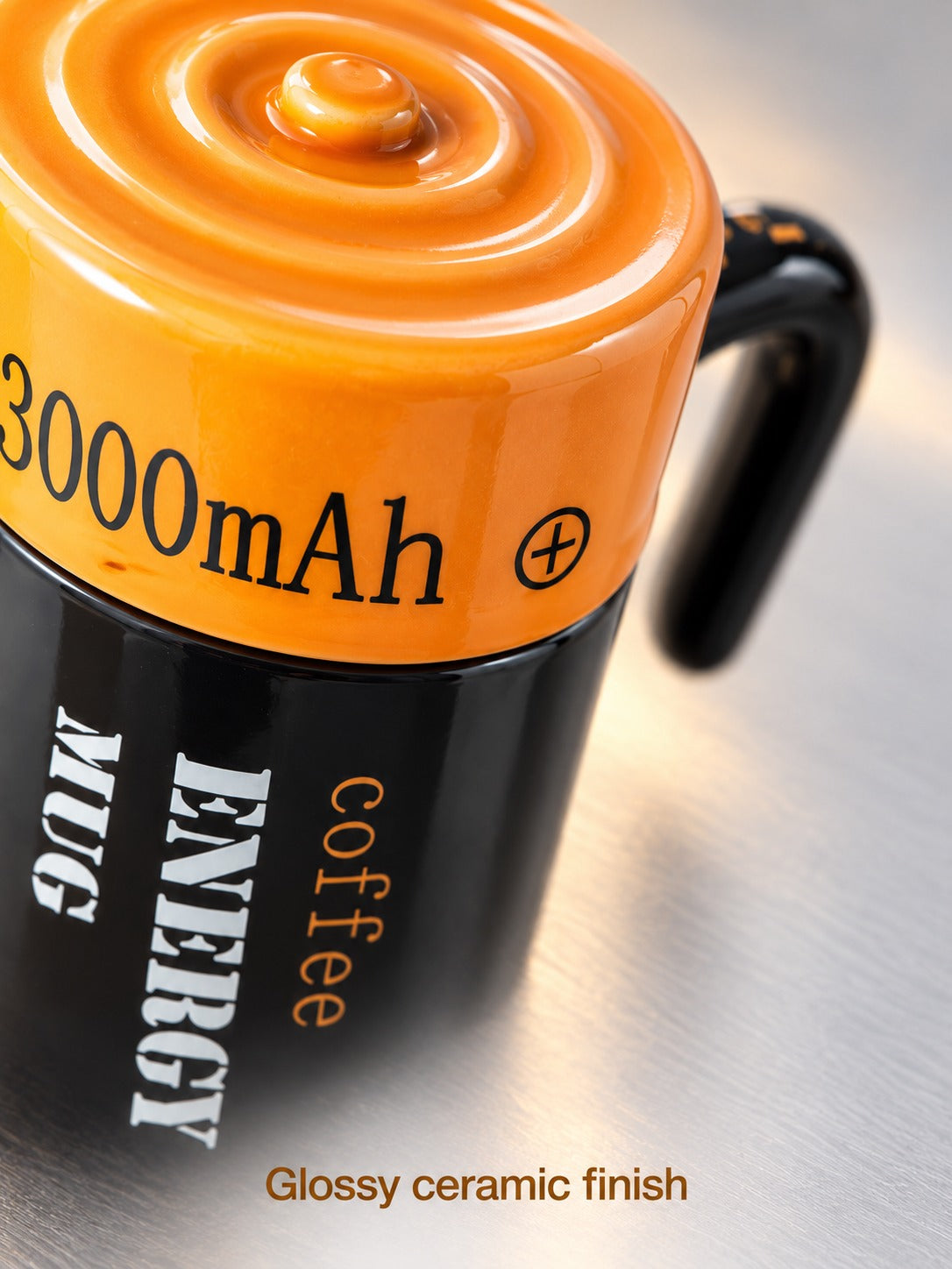 Novelty Battery Coffee Mug Set With Lid, Ceramic Gift