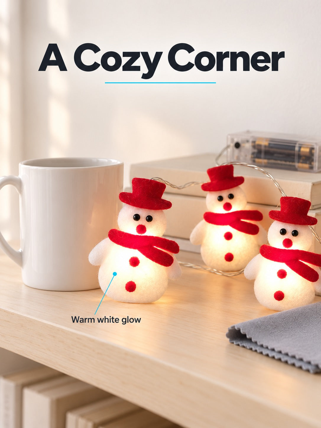 Battery Snowman LED String Lights for Christmas Decor