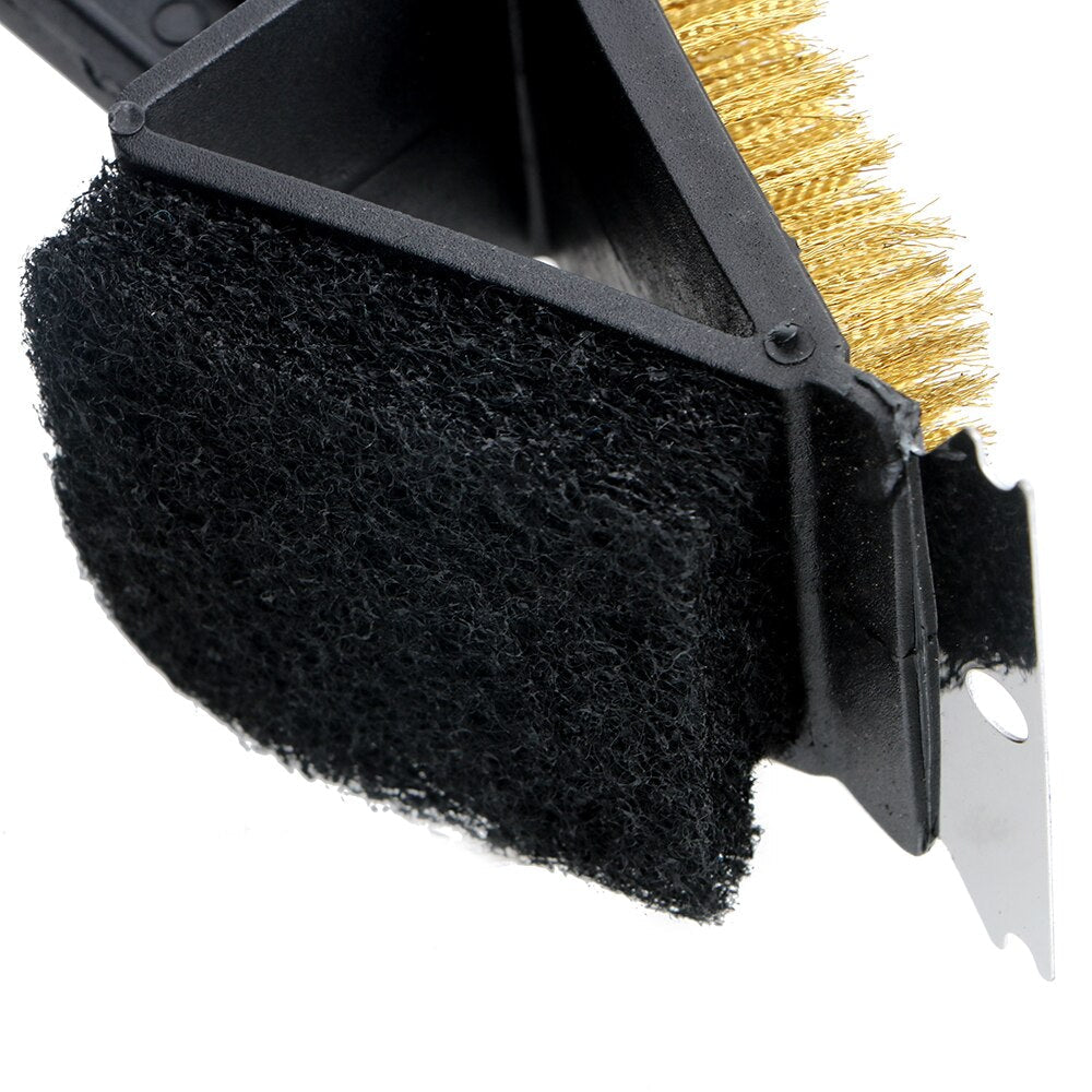 Long Handle Grill Brush 3-in-1 Wire, Sponge & Scraper
