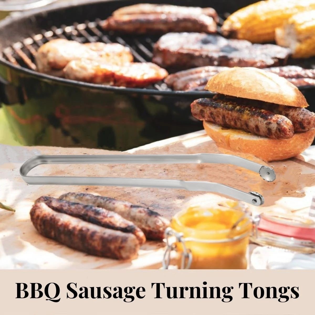 BBQ Sausage Tongs That Keep Juices In Stainless Steel