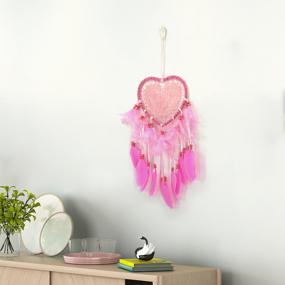 Heart Dream Catcher Wall Decor With Romantic Boho Charm