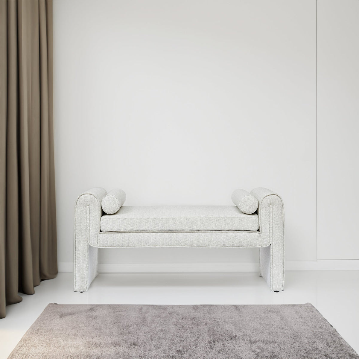 Upholstered Bedroom Storage Bench with Bolster Arms