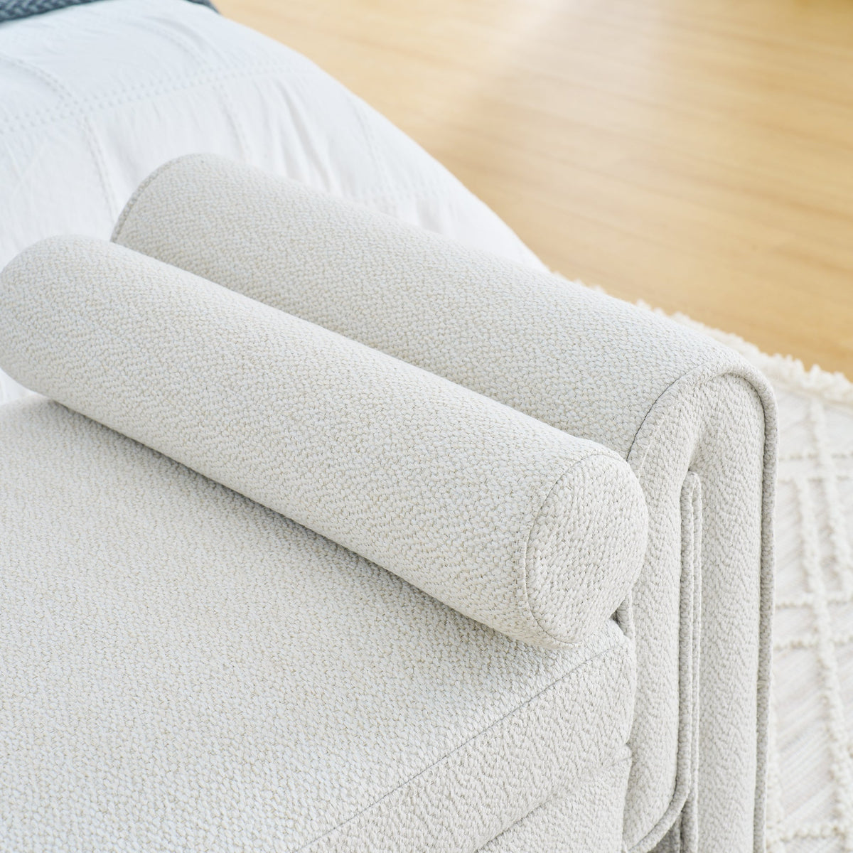 Upholstered Bedroom Storage Bench with Bolster Arms