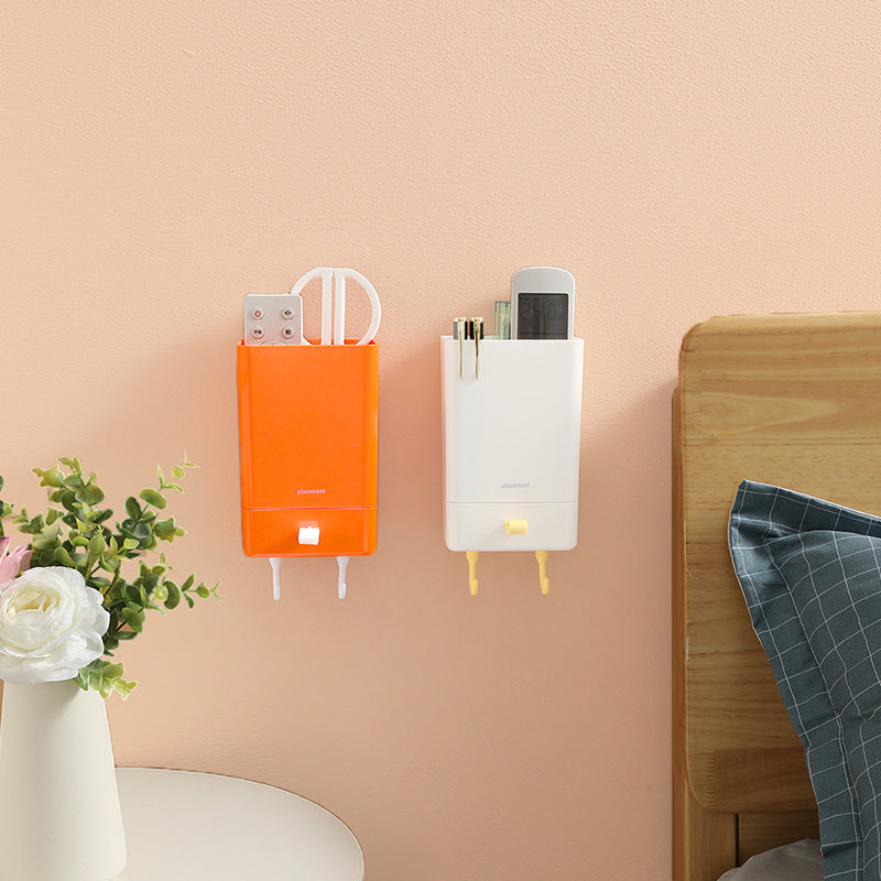Bedside Wall Storage Box, Punch-Free Remote Holder