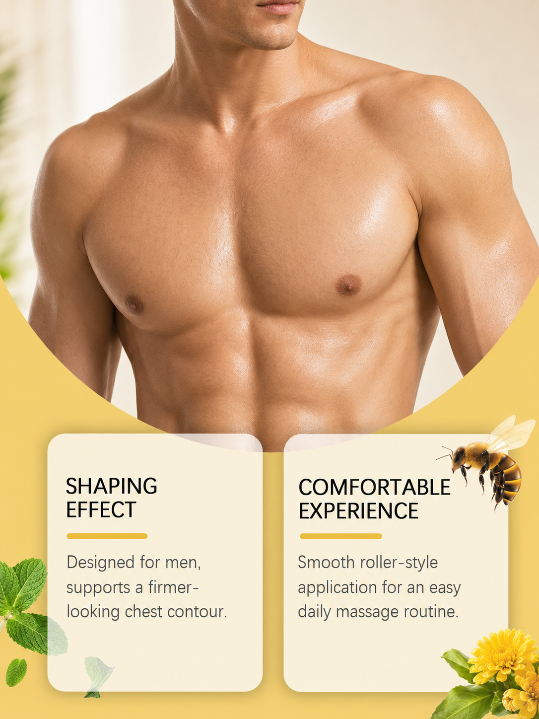 Bee Venom Men's Chest Firming Oil – Firmer, Lifted Appearance