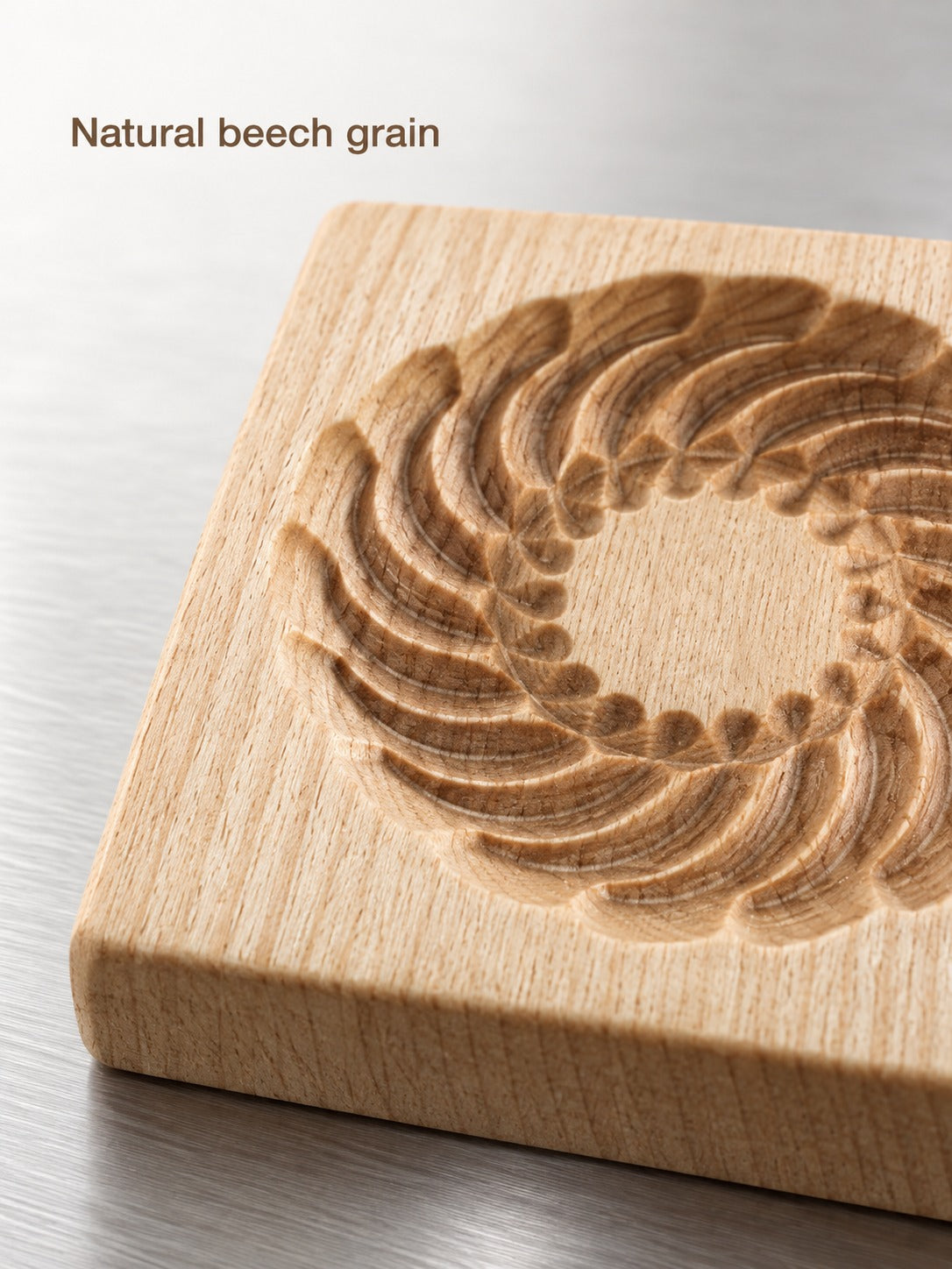 Beech Wood Shortbread Cookie Mold With Relief Designs