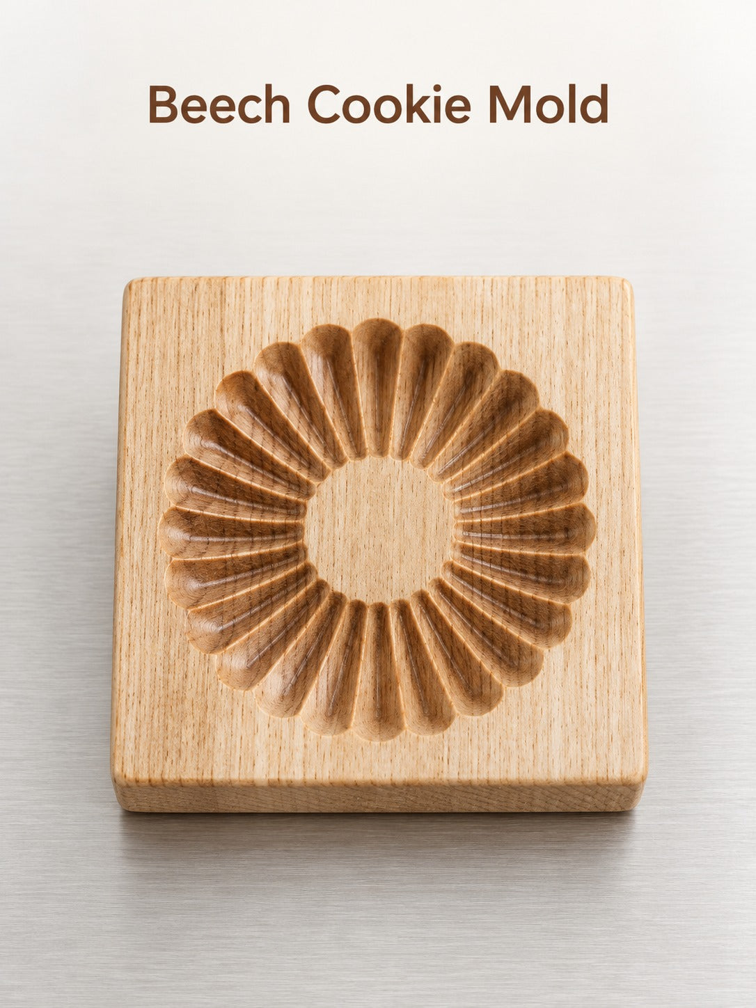 Beech Wood Shortbread Cookie Mold With Relief Designs
