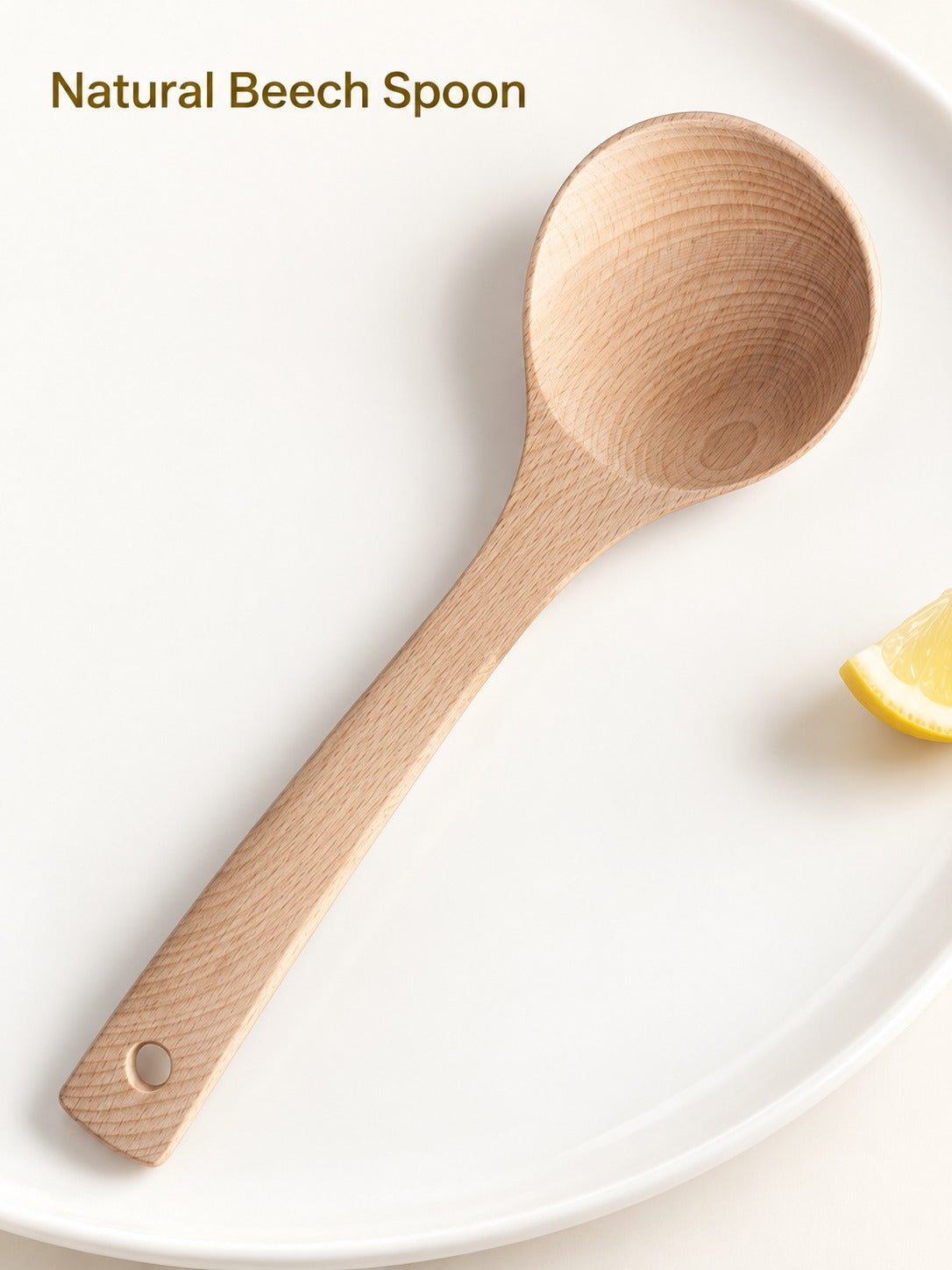 Natural Beech Wood Spoon for Nonstick Pans and Soups