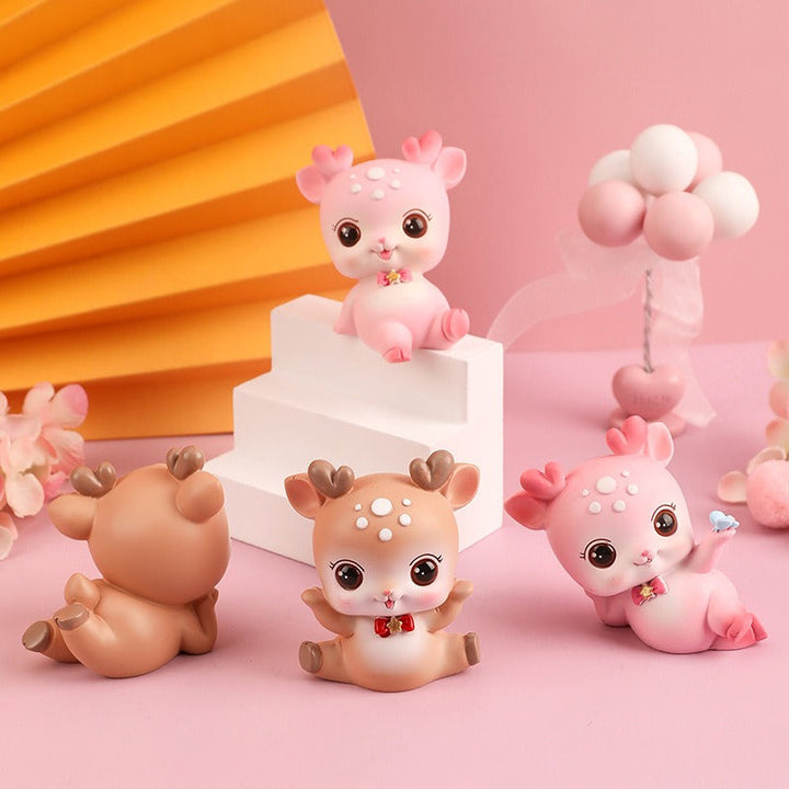 Resin Deer Figurine for Cute Desk, Shelf & Car Decor