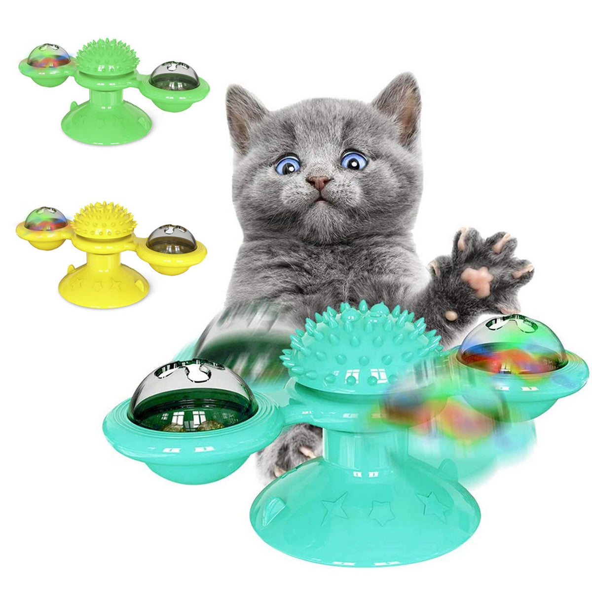 Interactive Cat Toy with Dental Massage, Light & Catnip