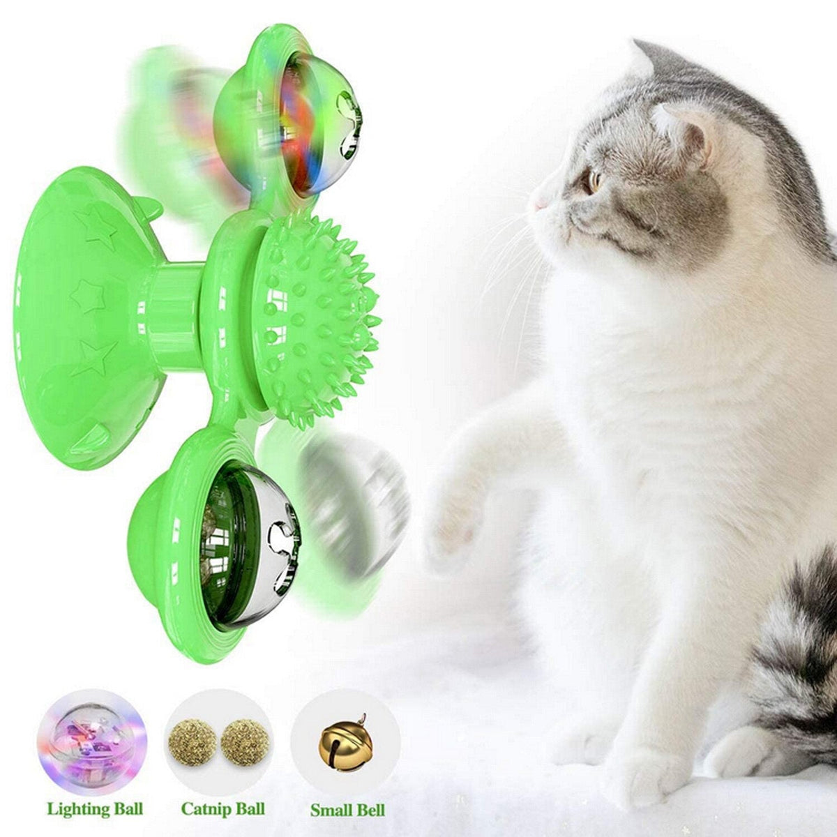 Interactive Cat Toy with Dental Massage, Light & Catnip