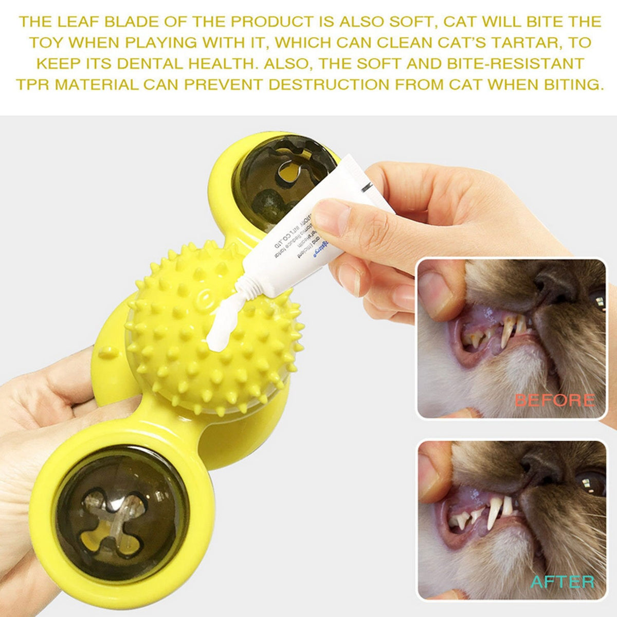 Interactive Cat Toy with Dental Massage, Light & Catnip