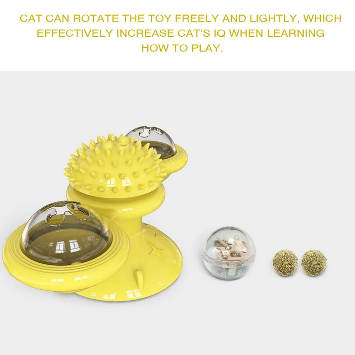 Interactive Cat Toy with Dental Massage, Light & Catnip