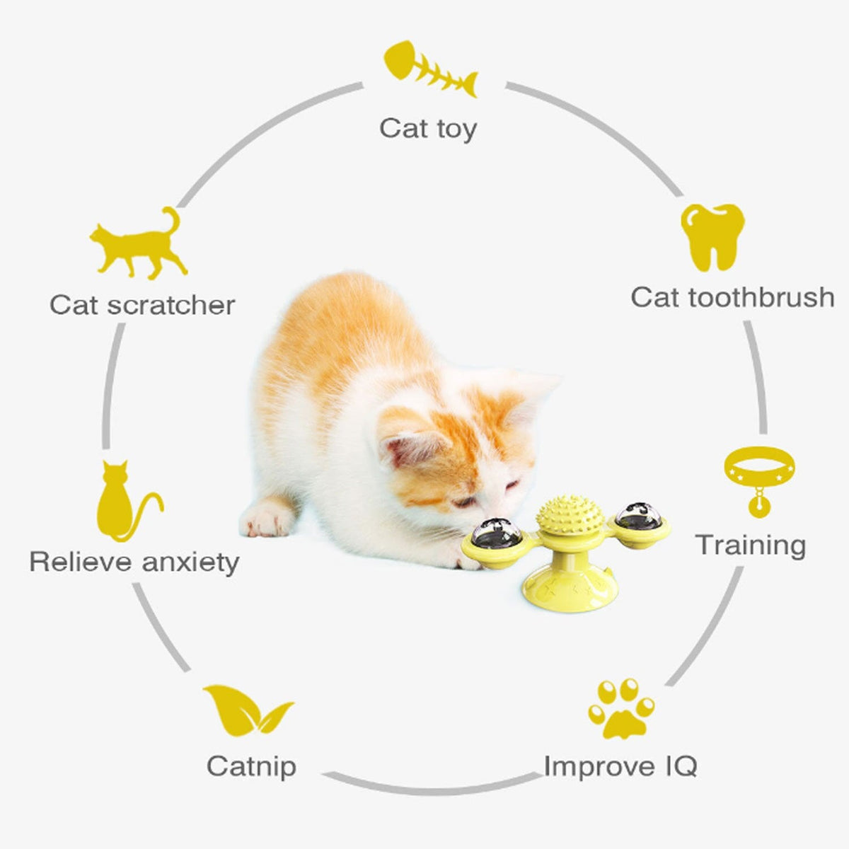 Interactive Cat Toy with Dental Massage, Light & Catnip