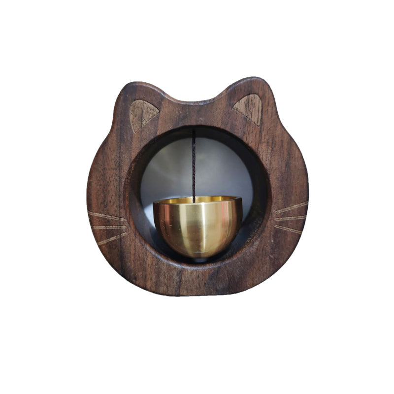 Cat-Shaped Wooden Doorbell for Whimsical Entryways