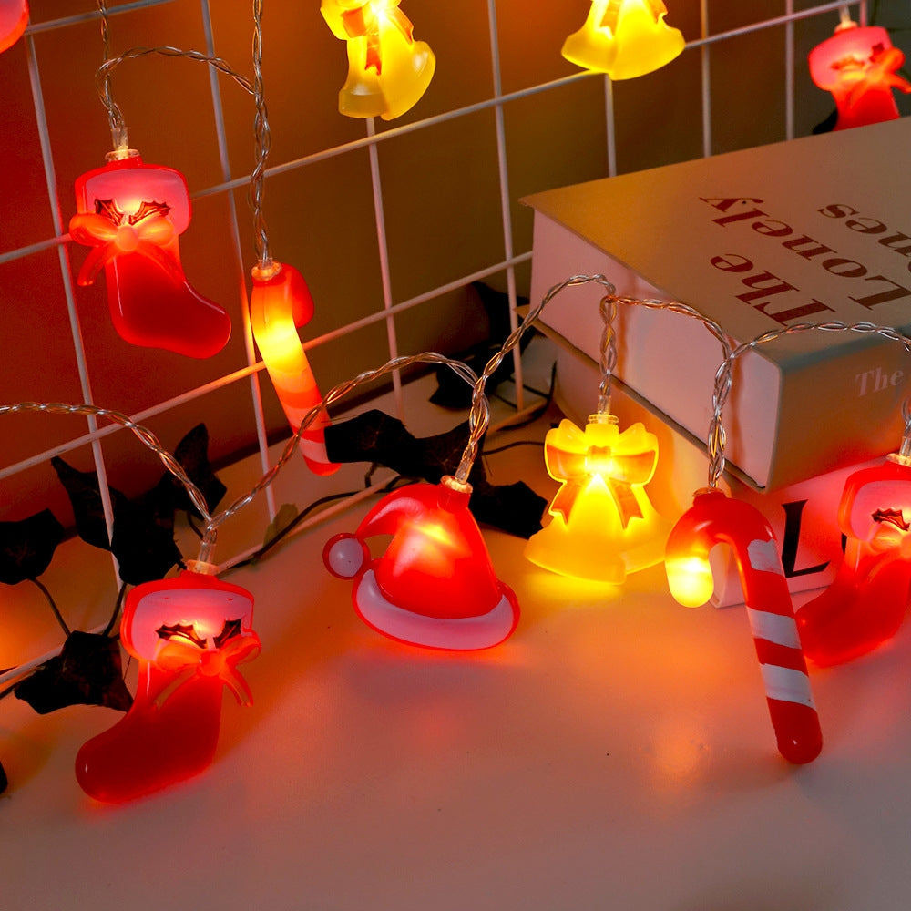 LED Christmas Light String with Glowing Bell Figures