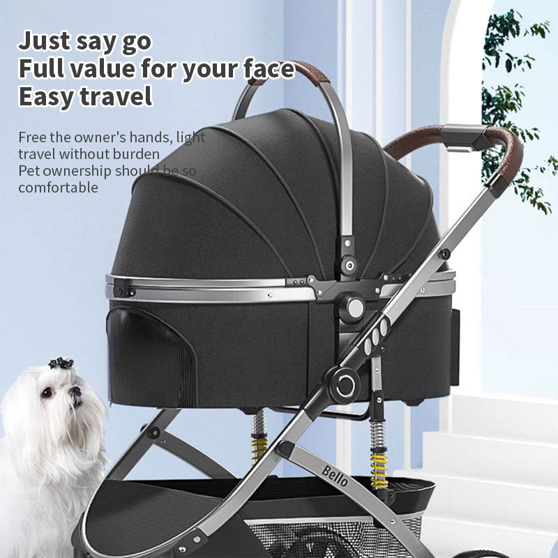 Pet Stroller With Detachable Nest for Easy Travel
