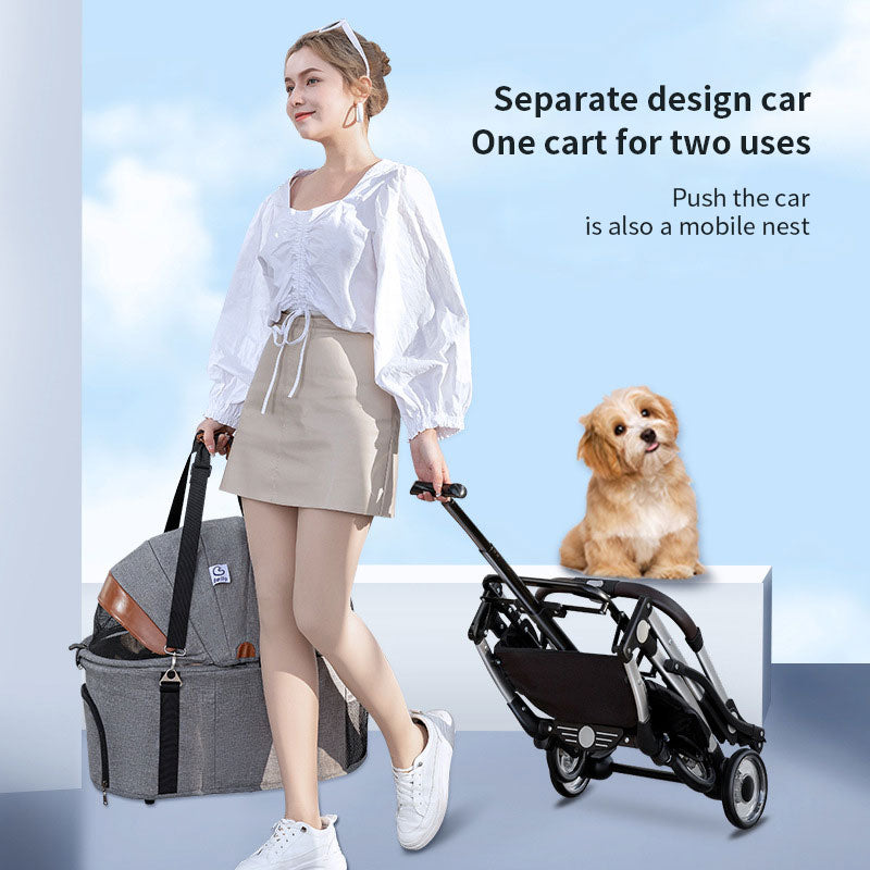 Pet Stroller & Detachable Carrier for Easier Travel