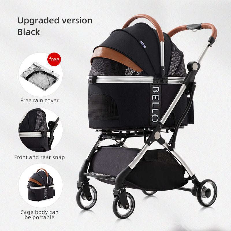 Pet Stroller & Detachable Carrier for Easier Travel