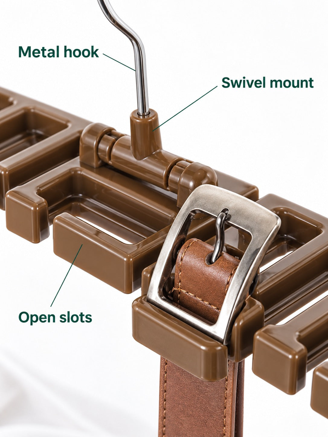 Belt and Tie Rack for Closet Rod, Holds 12 Pieces