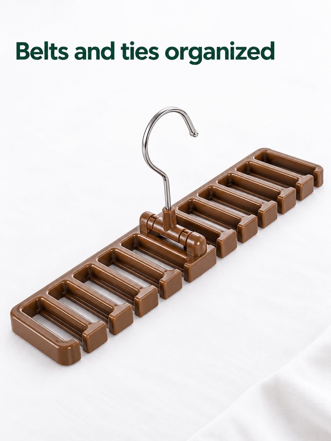 Belt and Tie Rack for Closet Rod, Holds 12 Pieces